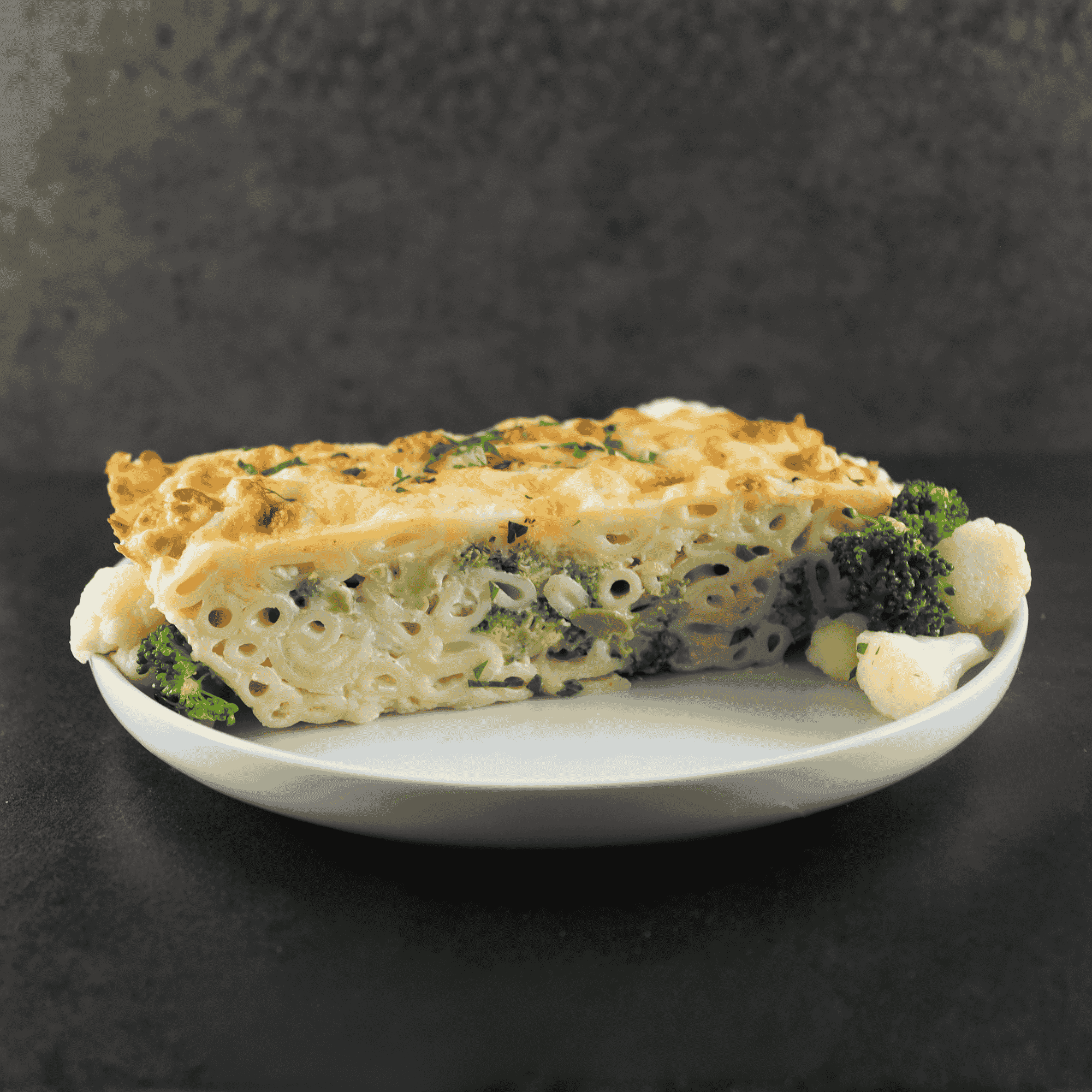 Baked Pasta with Roasted Broccoli & Cauliflower
