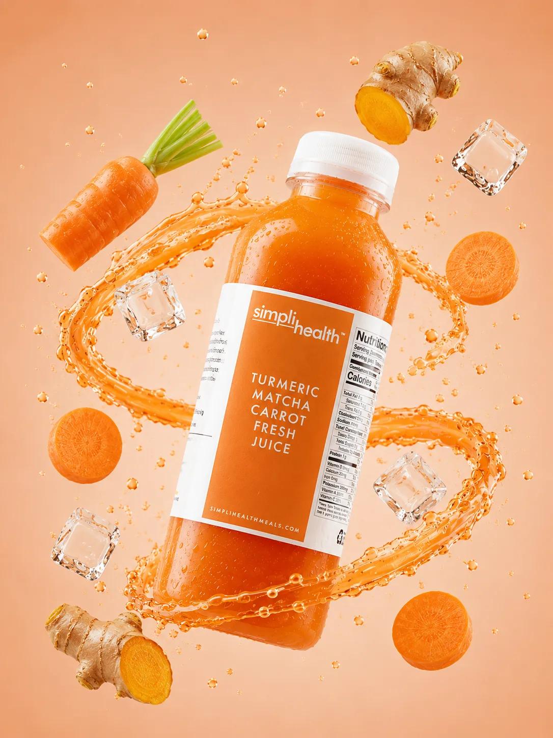 Turmeric matcha carrot fresh juice